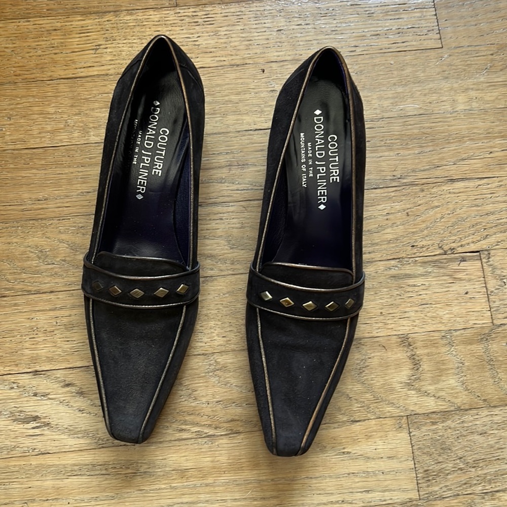 Donald J Pliner Pumps: Expresso suede w/bronze roping/accent by size 7
